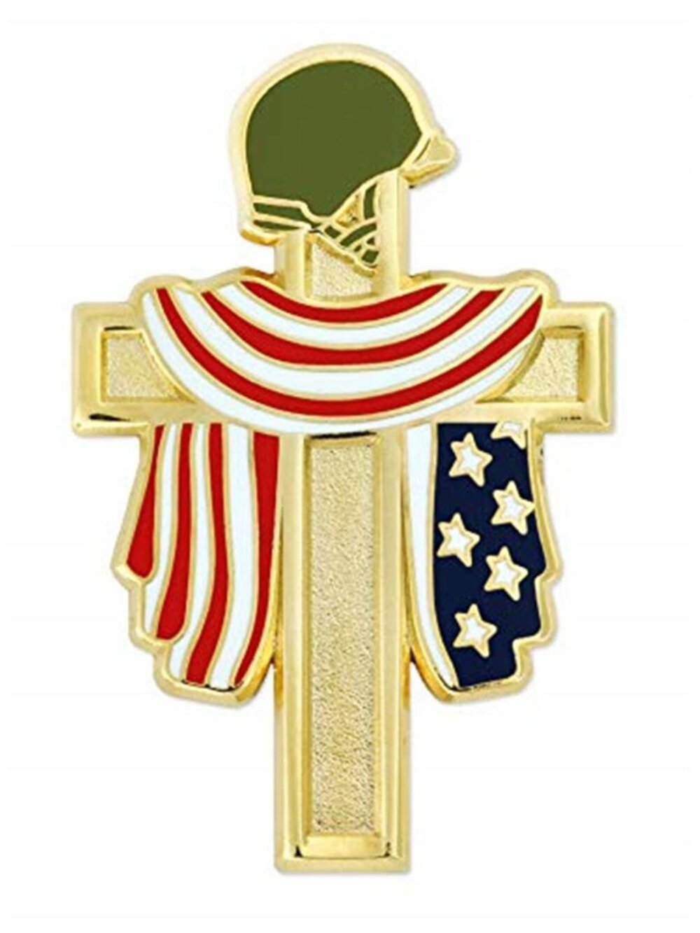 PinMart Patriotic Cross and Religious American Flag Enamel Lapel Pins